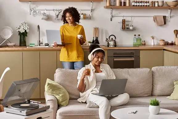 Person enjoying Astound high-speed internet at home